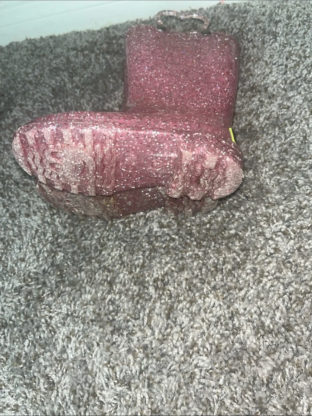 Western Chief Toddler Glitter Pink Rain Boots with Heart Handles